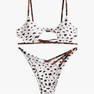 Zaful Animal Print Cutout Bikini NWT Sz S